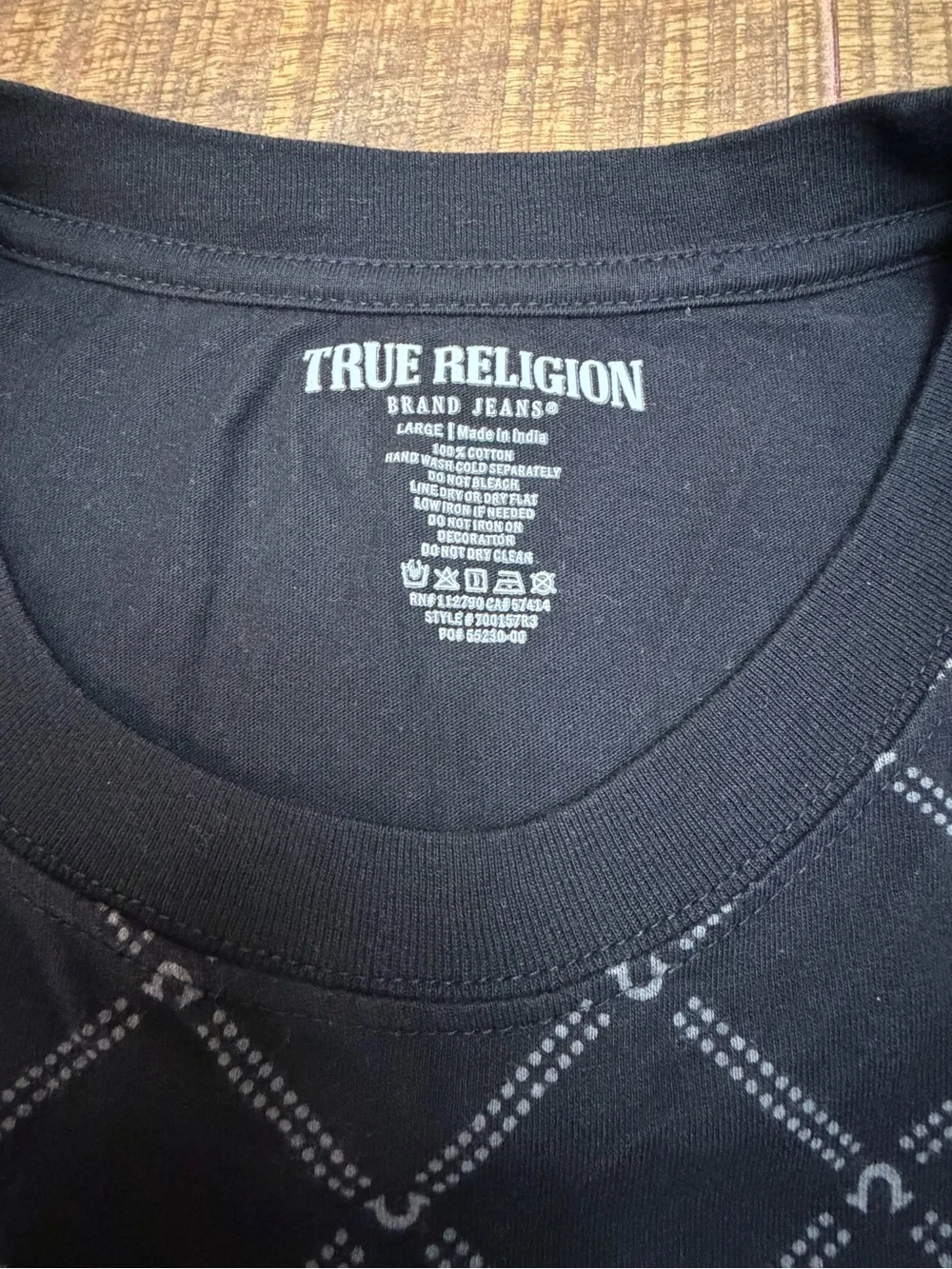 True Religion Black Tee with Gold Stud Logo